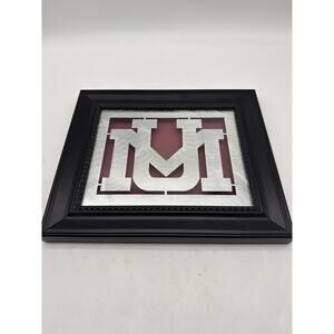 University of Montana Logo in a Picture Frame with a Metal Background 8x10